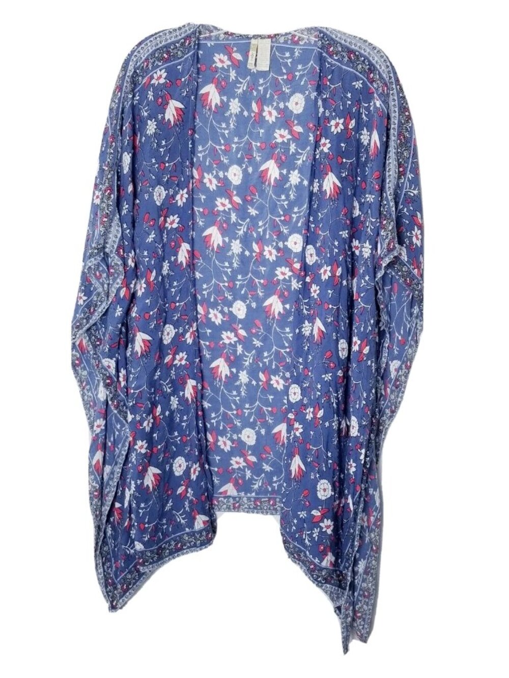 Japna Kimono Women One Size Cover Up Wrap Gray Red White Floral